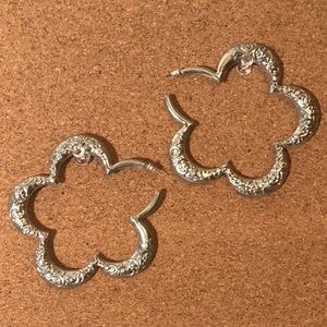 Large silver flower earrings